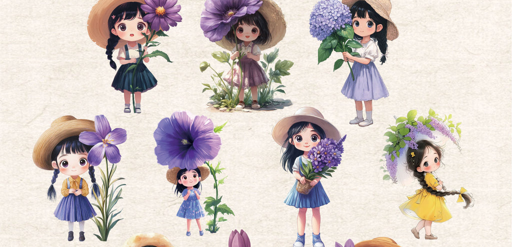 Retrostory Hibiscus Series Stickers Creative Sticker Paper Cute Material Decoration for Journaling Background Scenery Stickers