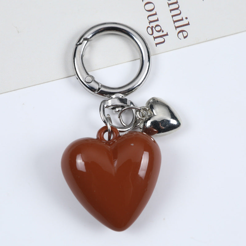 Cross-Border New Acrylic Resin Heart-Shaped Keychain Colorful Creative Couple Peach Heart Bag Water Cup Decorative Pendant