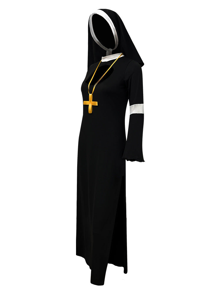 Foreign Trade Adult Female Halloween cos Costume Masquerade Nuns Cosplay Clothing Stage Performance Clothing suit