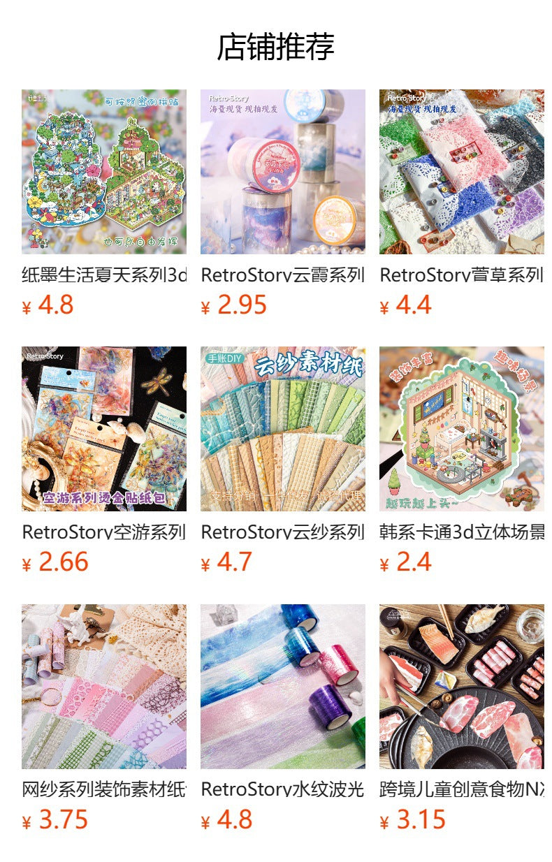 Retrostory Letterhead Series Cross-Border Letterhead Base Paper DIY Decorative Background Paper Sticky Note Handmade Note