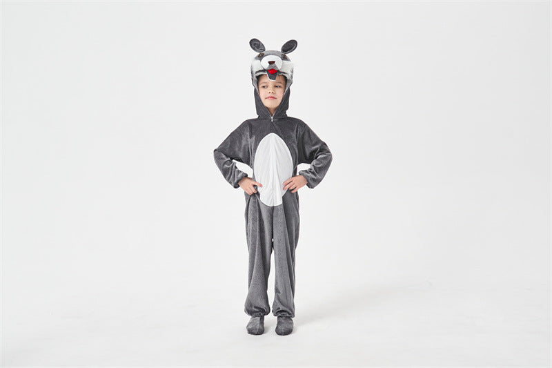 Halloween Big Bad Wolf Plays Parent-Child Animal Siaman Children's Drama Stage Performance Costume Big Tail Wolf