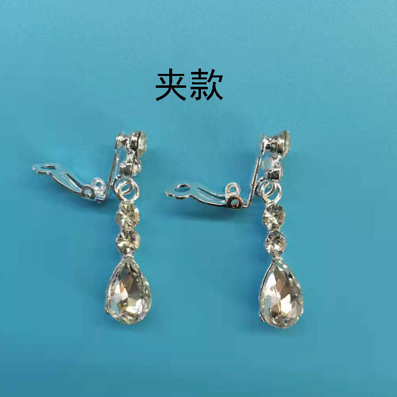 Korean Bride Necklace Earrings Two-piece Decorations Wedding Yarn Wedding Jewelry Wedding Accessories Dance Studio