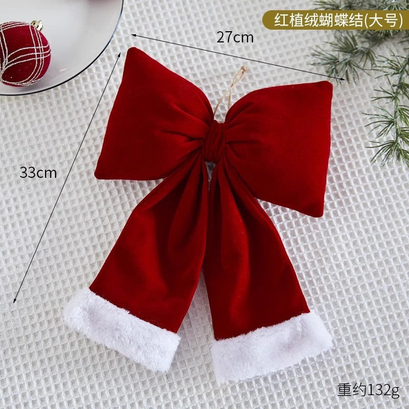 Christmas Tree Decoration Home Gold Velvet Bow Large Pendant Photo Atmosphere Props Atmosphere Flocking Bow