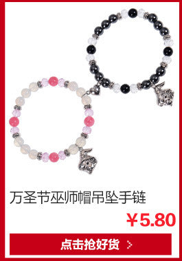 Personalized Dark Wind Halloween Spider Pendant Bracelet suit 8mm Crystal Onyx Stone Beaded Couple Bracelet