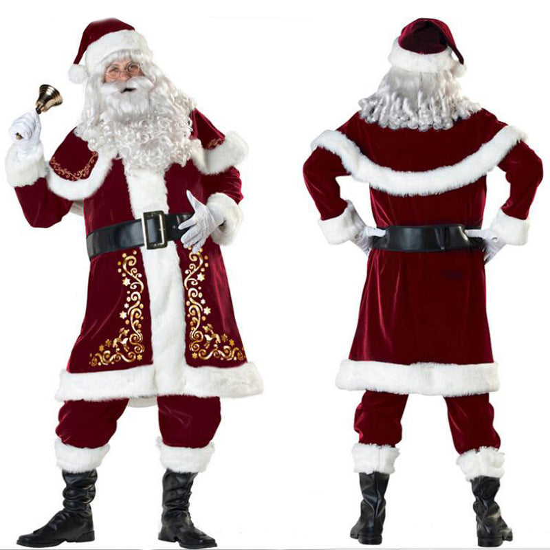 Cross-Border European and American Christmas Santa Claus Couple Costumes High-Quality Luxury Version Cosplay Masquerade Performance Costumes