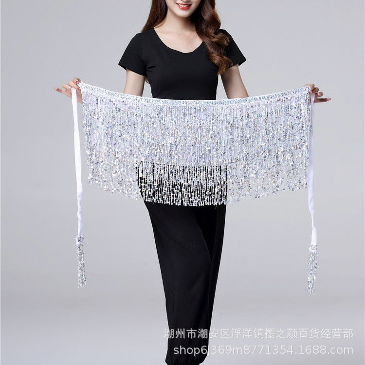 Halloween in stock Belly Dance Performance Costume Sequins Tassel Hips Bead Pieces Waist Chain Indian Dance Waist Towel Wholesale