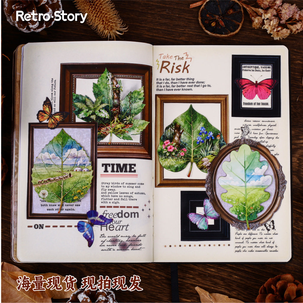 Retrostory Foliage Series Stickers Creative Leaf Landscaping Stickers Decorative Materials Handbook Material Base Stickers