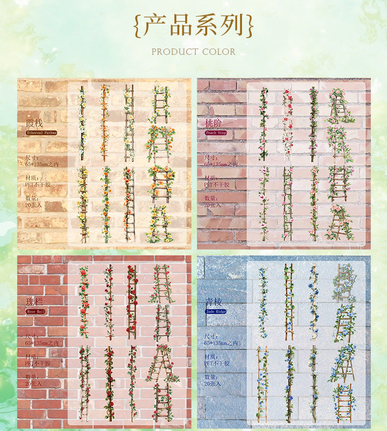 Retrostory Flower Ladder Pastoral Fresh Creative Stickers Decorative Stickers Children's Landscaping Material Journal Stickers