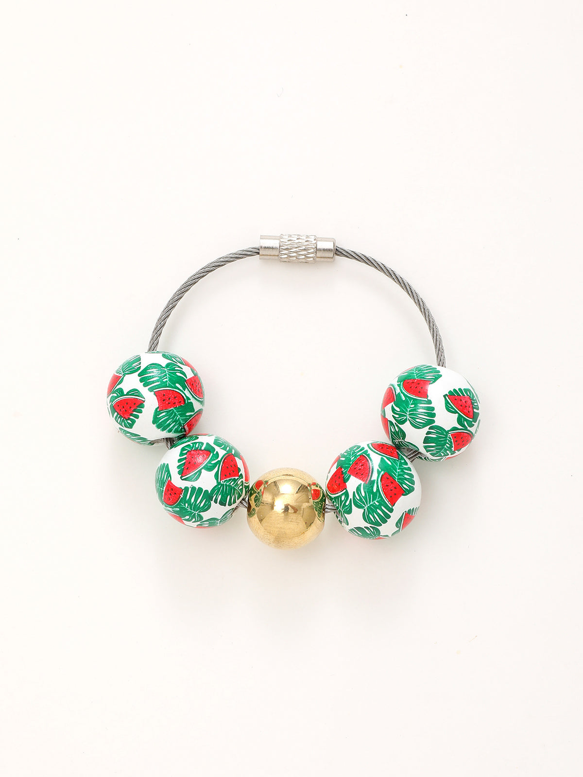 Sporty Baseball Independence Day Halloween Wooden Beads Wooden Fruit Summer Party Keychain Bracelet