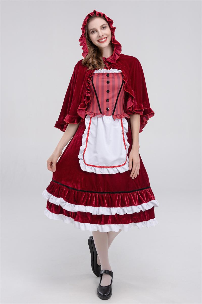 European and American New Halloween Little Red Riding Hood Cos Role-Playing Anime Party Costume Little Red Riding Hood Performance Outfit
