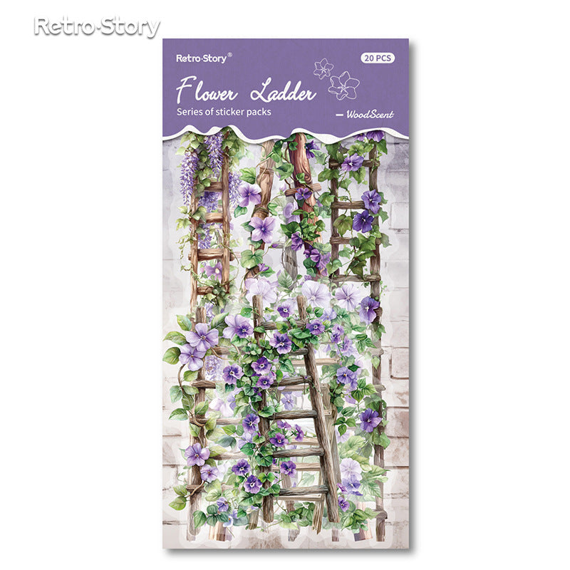 Retrostory Flower Ladder Pastoral Fresh Creative Stickers Decorative Stickers Children's Landscaping Material Journal Stickers