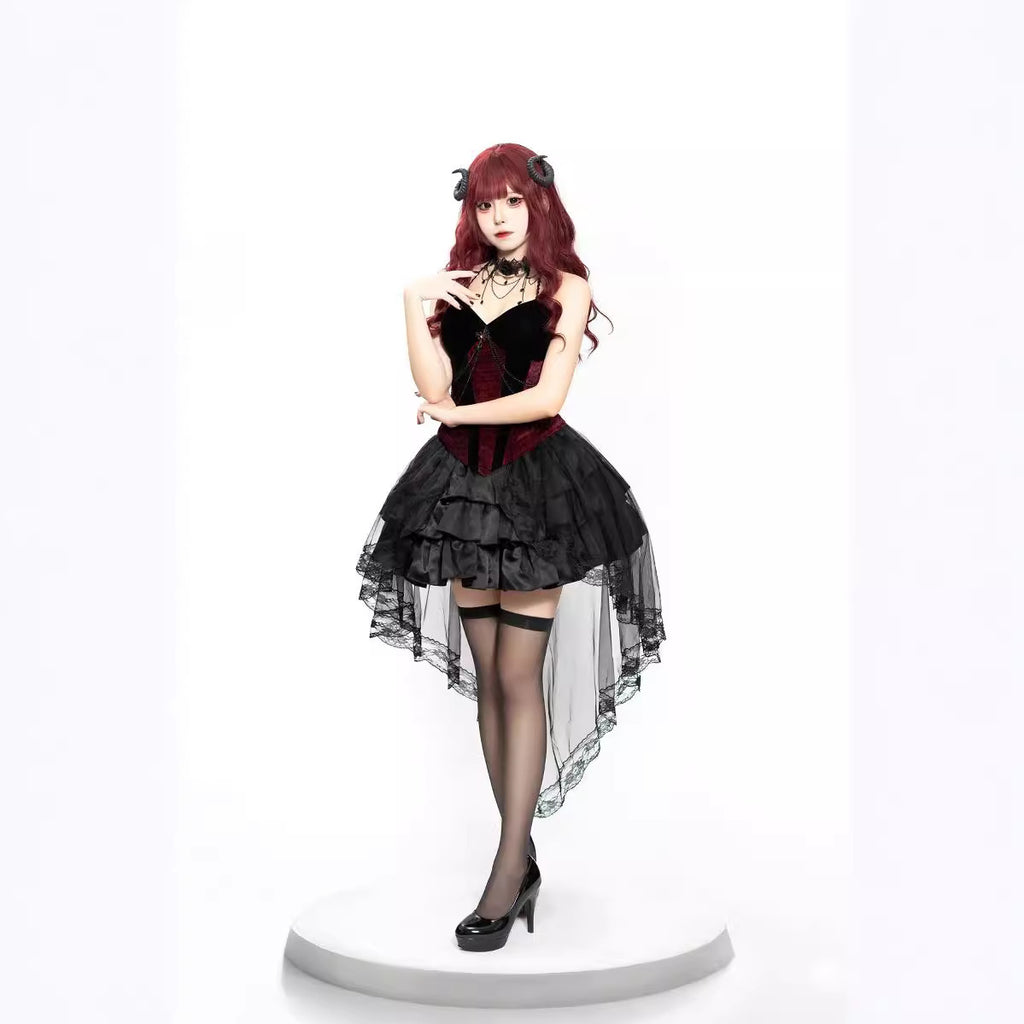 Halloween Adult Duchess Vampire Dark Gothic Witch Stage Cosplay Cos Costume