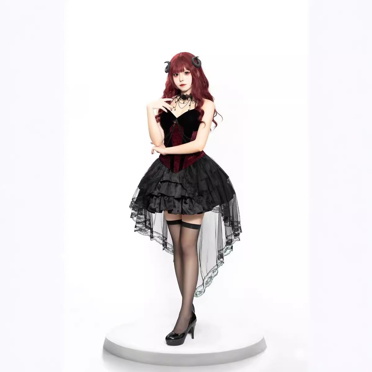 Halloween Adult Duchess Vampire Dark Gothic Witch Stage Cosplay Cos Costume