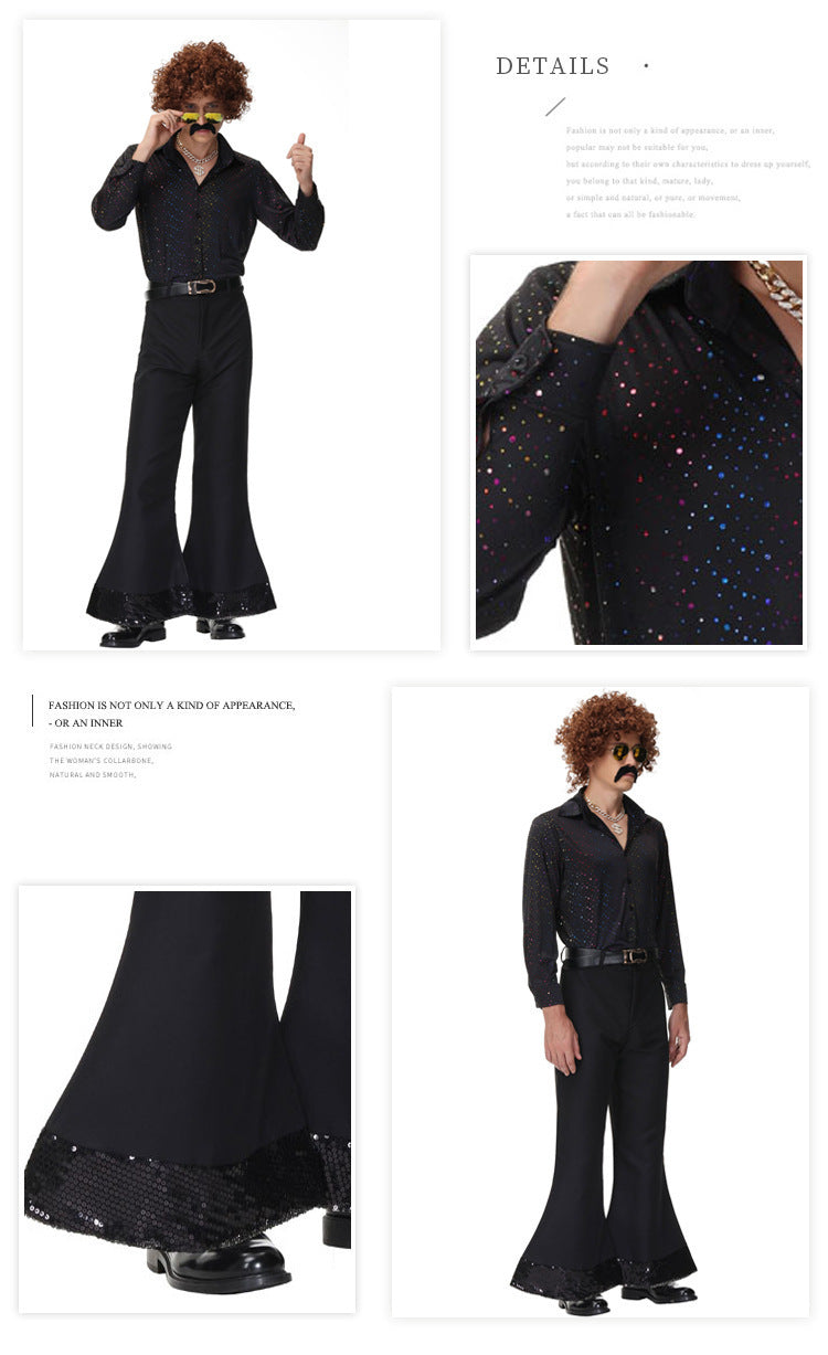 Halloween Costume Adult Retro European and American 70S Disco Sequin Couple Costume Bar Stage Performance Costume