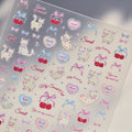 Cherry Kitten Nail Art Stickers New Embossed 5D Stereo Cute Bow Cute Pet Nail Sticker Decoration
