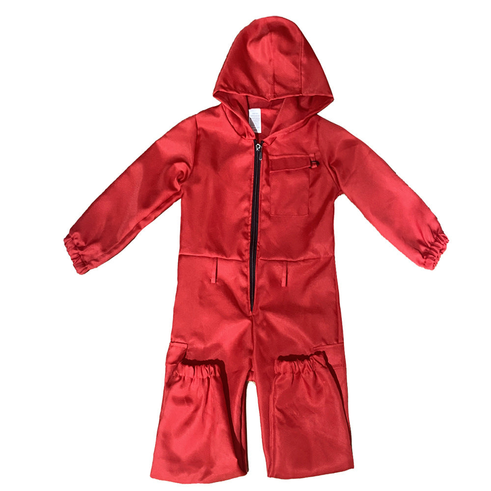 Halloween European and American Red Zipper Jacket Crock Pants suit Casual Jumpsuit Solid Color Work Uniform Performance Clothes