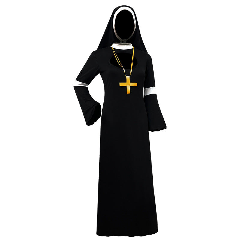 Foreign Trade Adult Female Halloween cos Costume Masquerade Nuns Cosplay Clothing Stage Performance Clothing suit