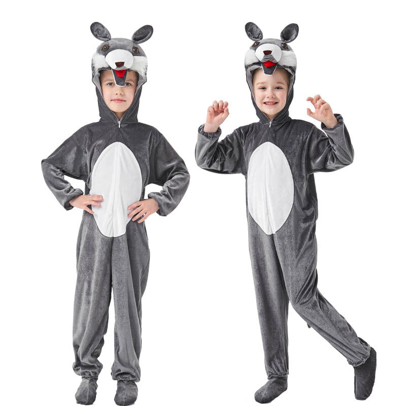 Halloween Big Bad Wolf Plays Parent-Child Animal Siaman Children's Drama Stage Performance Costume Big Tail Wolf