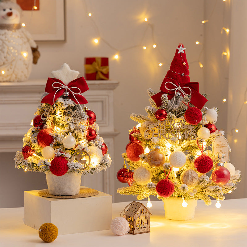 Christmas tree new desktop christmas tree pvc with lights christmas tree mini diy christmas decoration flocking