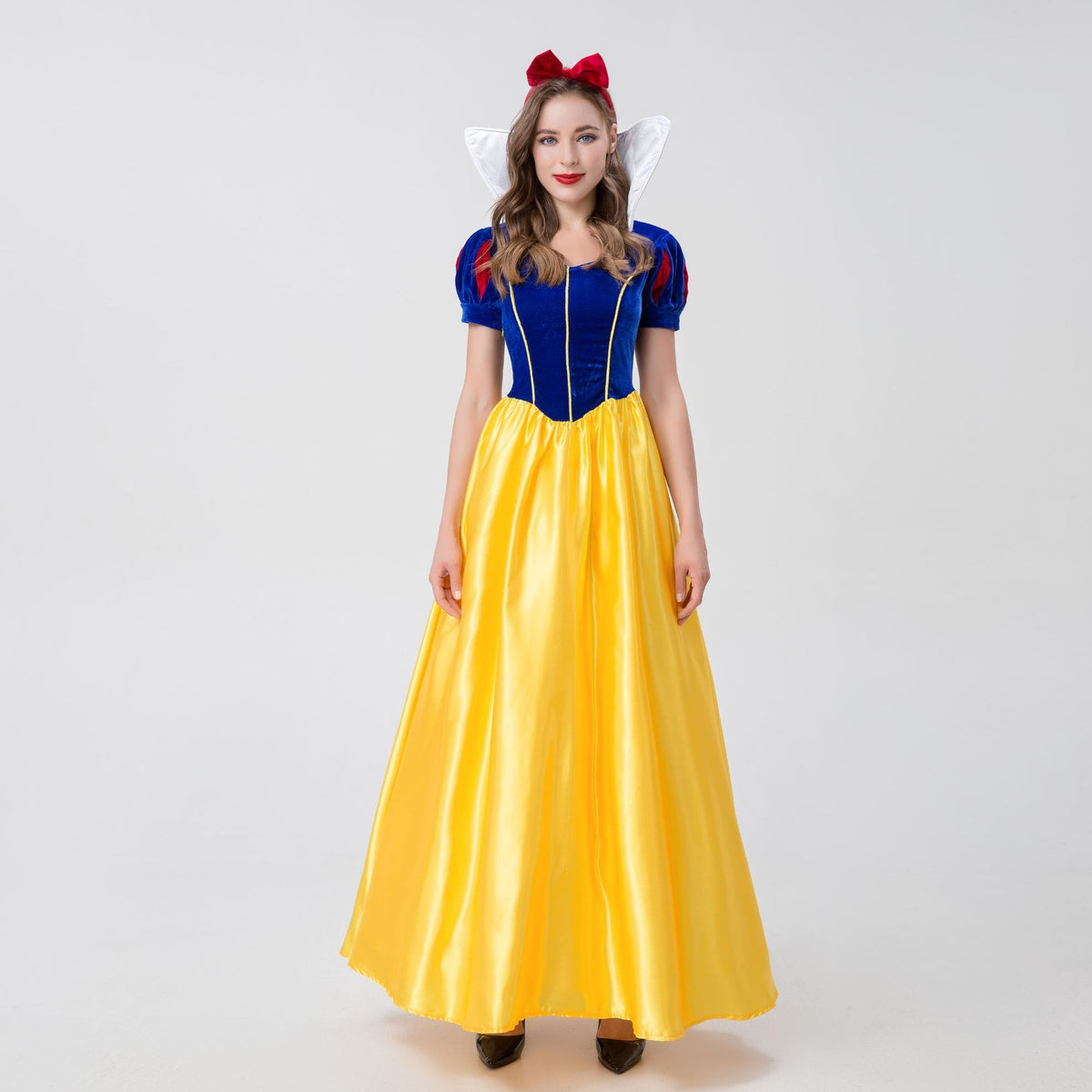 Halloween Costume Adult Snow White cosplay Deluxe Short Sleeve Long Dress Magic Fairy Princess Dress Show