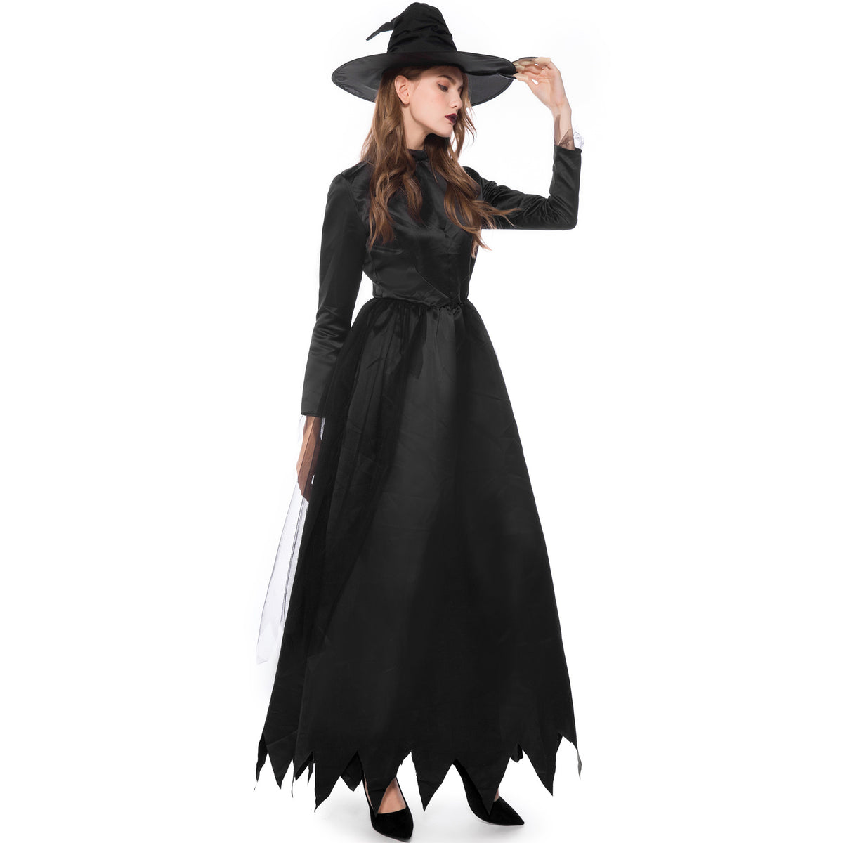Export Halloween Cos Adult Black Witch Dark Demon Horror Masquerade Ghost Bride Costume