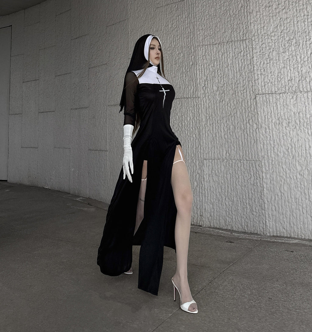 2025 New Halloween Adult Sexy Nun Cross Nurse Carnival Cosplay Costume