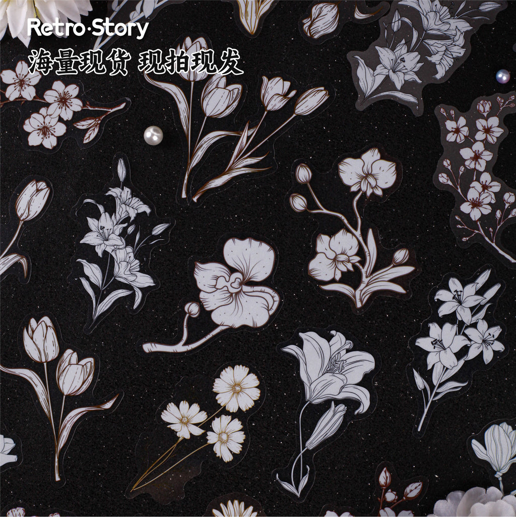 Retrostory Flower Dyeing Series Pet Sticker Pack 16 Pieces into Retro Flower Handbook DIY Material Decorative Stickers