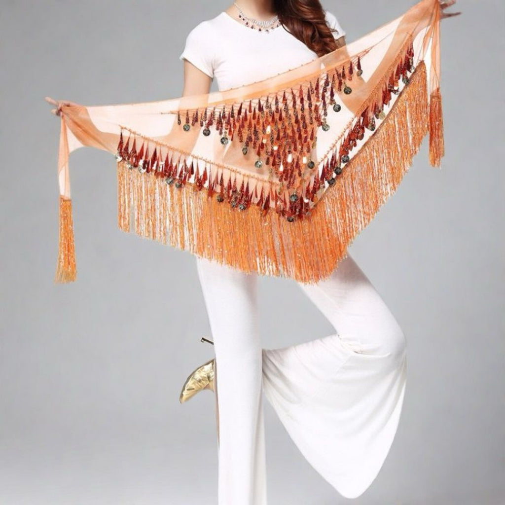 Halloween in stock Indian Dance Dress Flash Tassel Waist Towel Belly Dance Hip Towel Waist Chain Latin Dance Waist Towel Wholesale