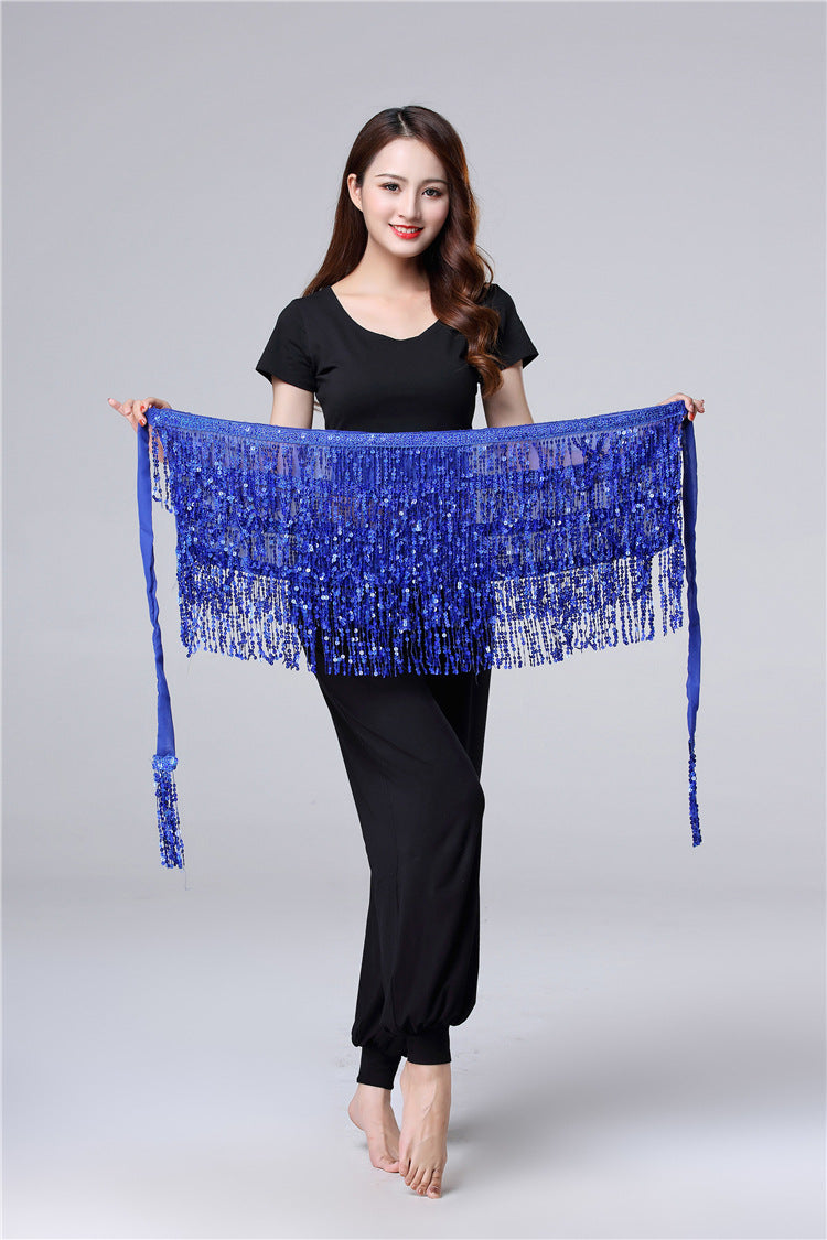 Halloween in stock Belly Dance Performance Costume Sequins Tassel Hips Bead Pieces Waist Chain Indian Dance Waist Towel Wholesale