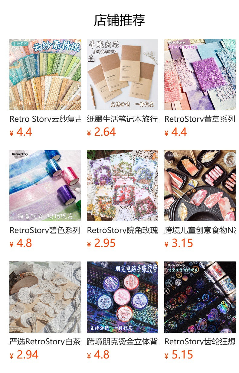 Retrostory Star Yarn Series Stereo Hot Stamping Pet Handbook DIY Border Background Yarn Decorative Collage Tape