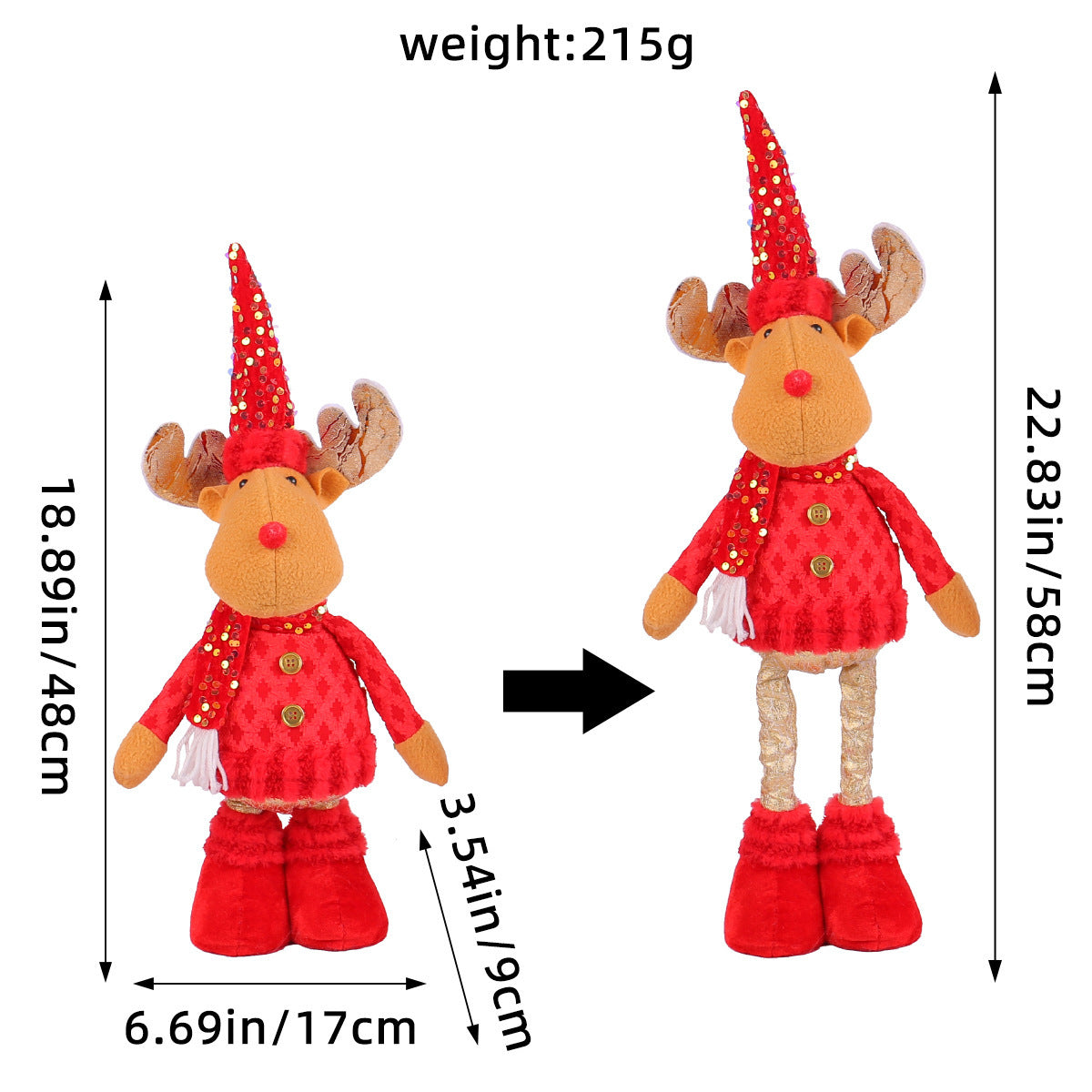 A variety of Christmas standing telescopic doll hotel window Christmas snowman elk doll decorative ornaments