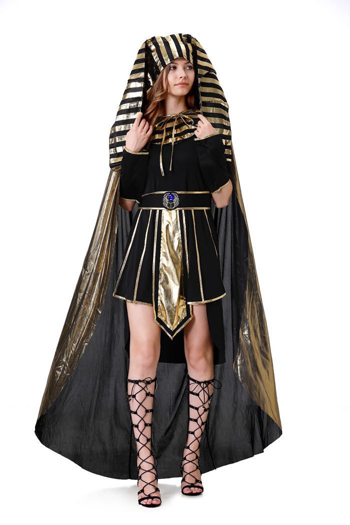 Cross-Border Halloween Egyptian Pharaoh Couple Cosplay Costumes for Men and Women Ancient Greek and Roman King Pharaoh Cleopatra Costumes