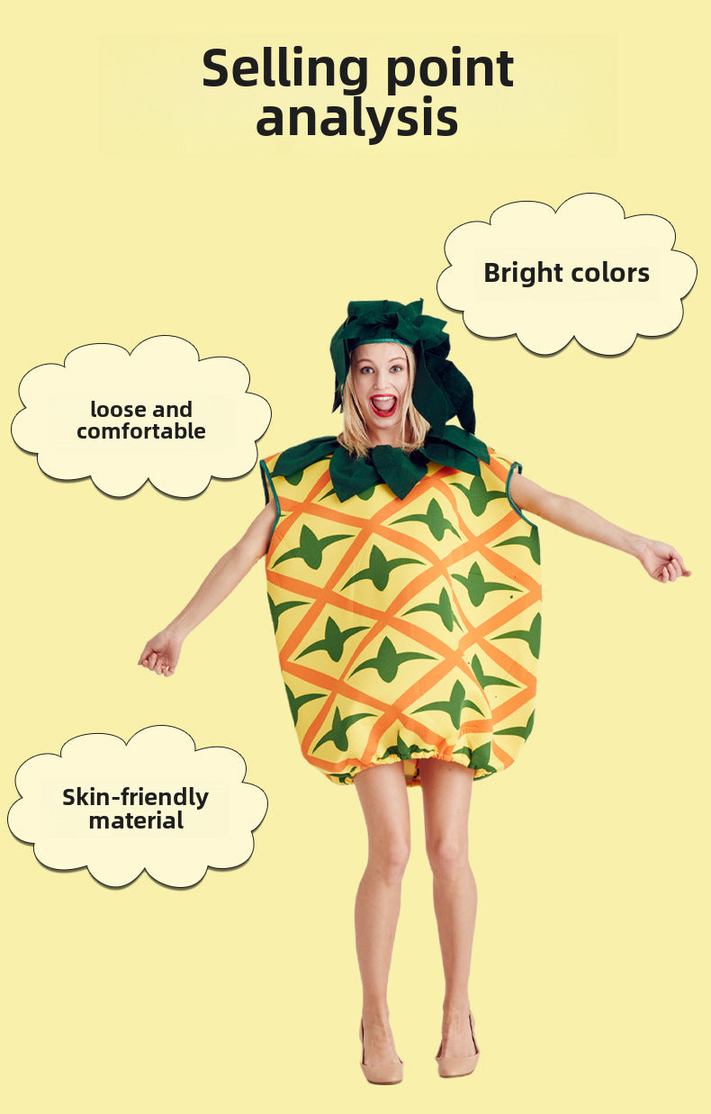 New Fruit Pineapple Style Play Dress Halloween cosplay Stage Performance Hooded Pineapple Costume