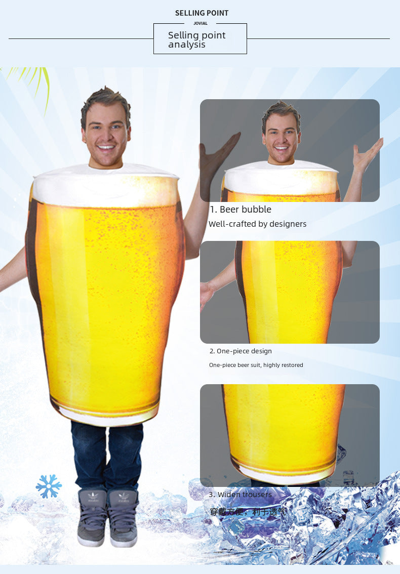 Cross-border supply Halloween beer mug performance costume cosplay role-playing funny adult male performance costume
