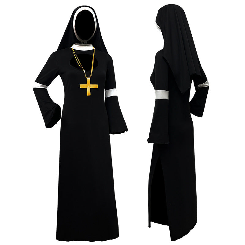 Foreign Trade Adult Female Halloween cos Costume Masquerade Nuns Cosplay Clothing Stage Performance Clothing suit