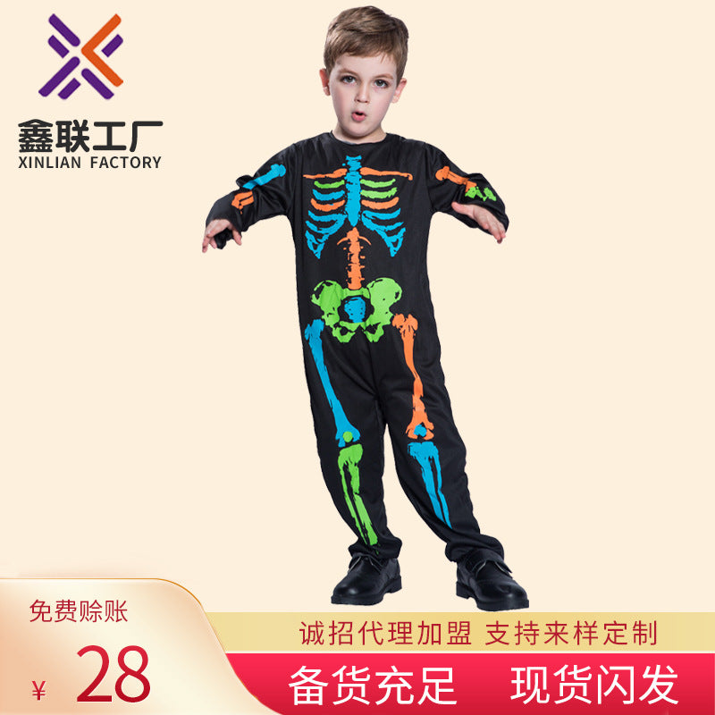 Cross-border Supply Carnival Halloween Ghost Festival cosplay Ball Stage Men's and Women's Skull Clothes Pirate Clothes
