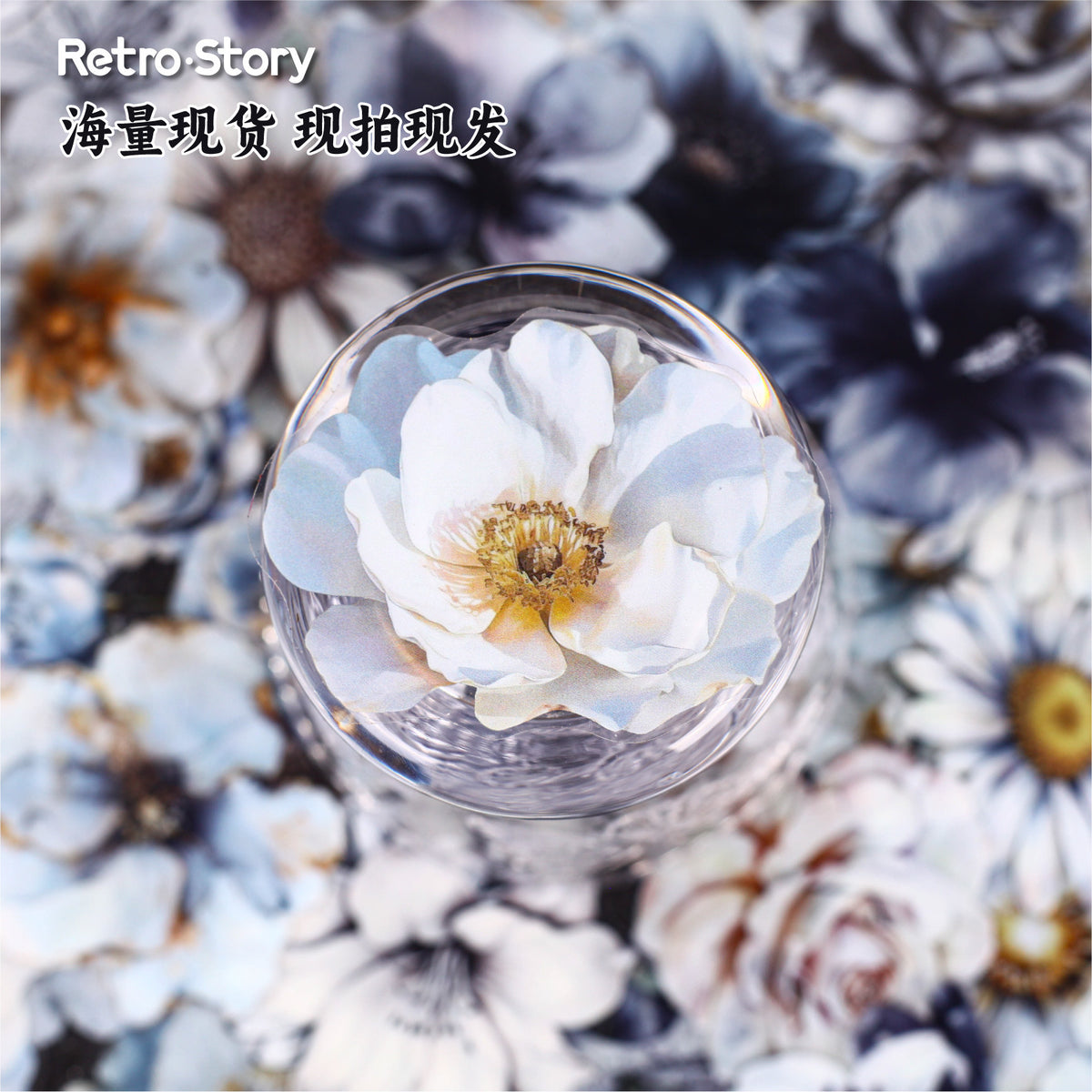 Retrostory Ink Flower Spectrum Series Landscaping Stickers Creative Handbook Creative Decoration Collage Material Paper Stickers