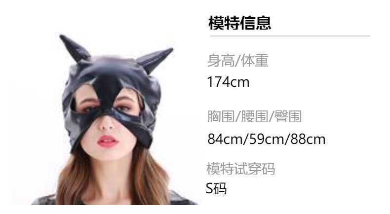 One-Piece Catwoman Halloween Party Patent Leather Catwoman Nightclub Cosplay Costume Black Tight Game Suit