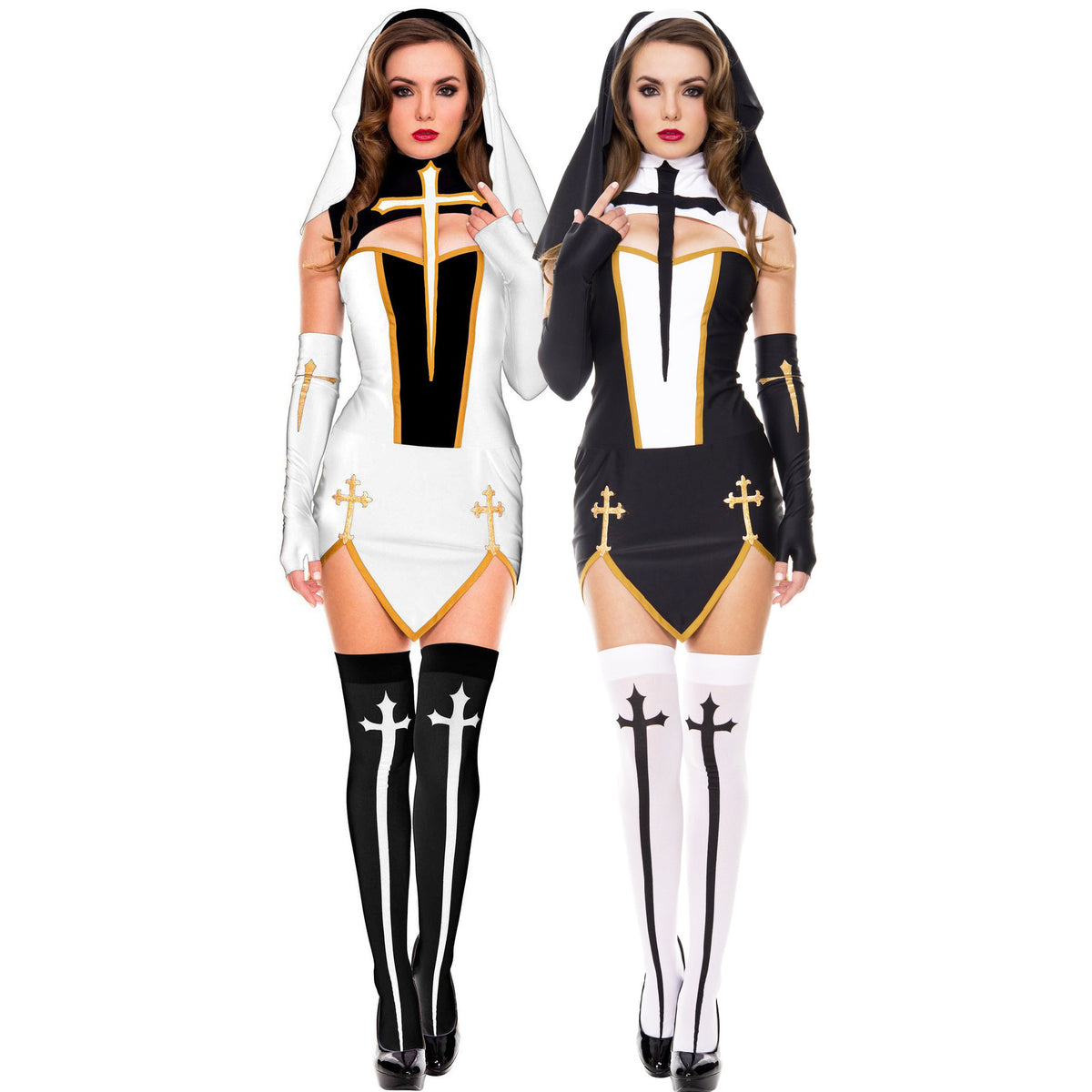 S-Xl Halloween Nun Clothes Adult Female Cross Cos Performance Clothes Nun Performance Clothes Game Uniforms