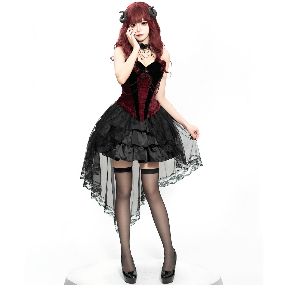 Halloween Adult Duchess Vampire Dark Gothic Witch Stage Cosplay Cos Costume
