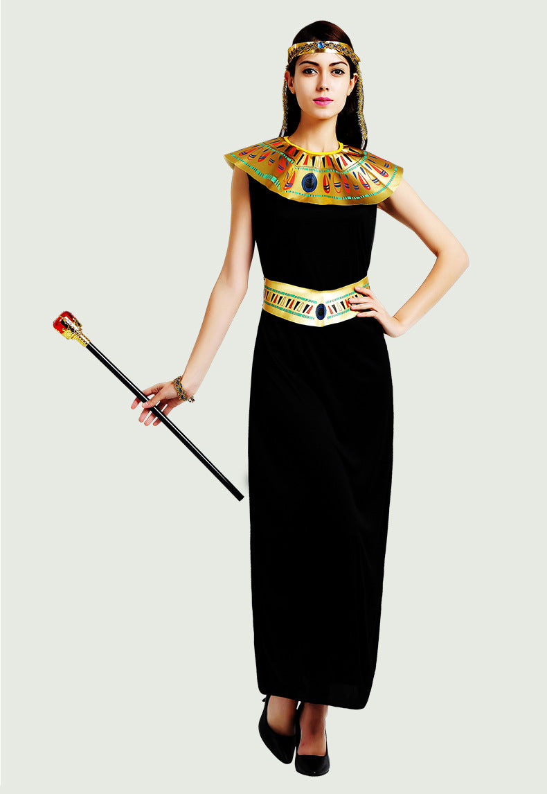 Halloween Holiday Party Pharaoh Queen Cosplay Costume Egyptian Black Festival Halloween Party Costume