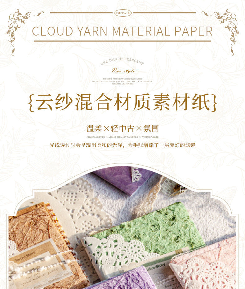 Carefully Selected Retrostory Cloud Yarn Base Decorative Background Paper Material Package DIY Handmade Pain Package Handbook Material Paper