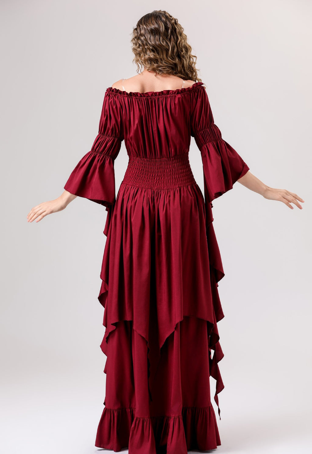 Halloween Medieval Renaissance Retro Dress European and American Square Collar Bundle Waist Dress Stage Performance Costume