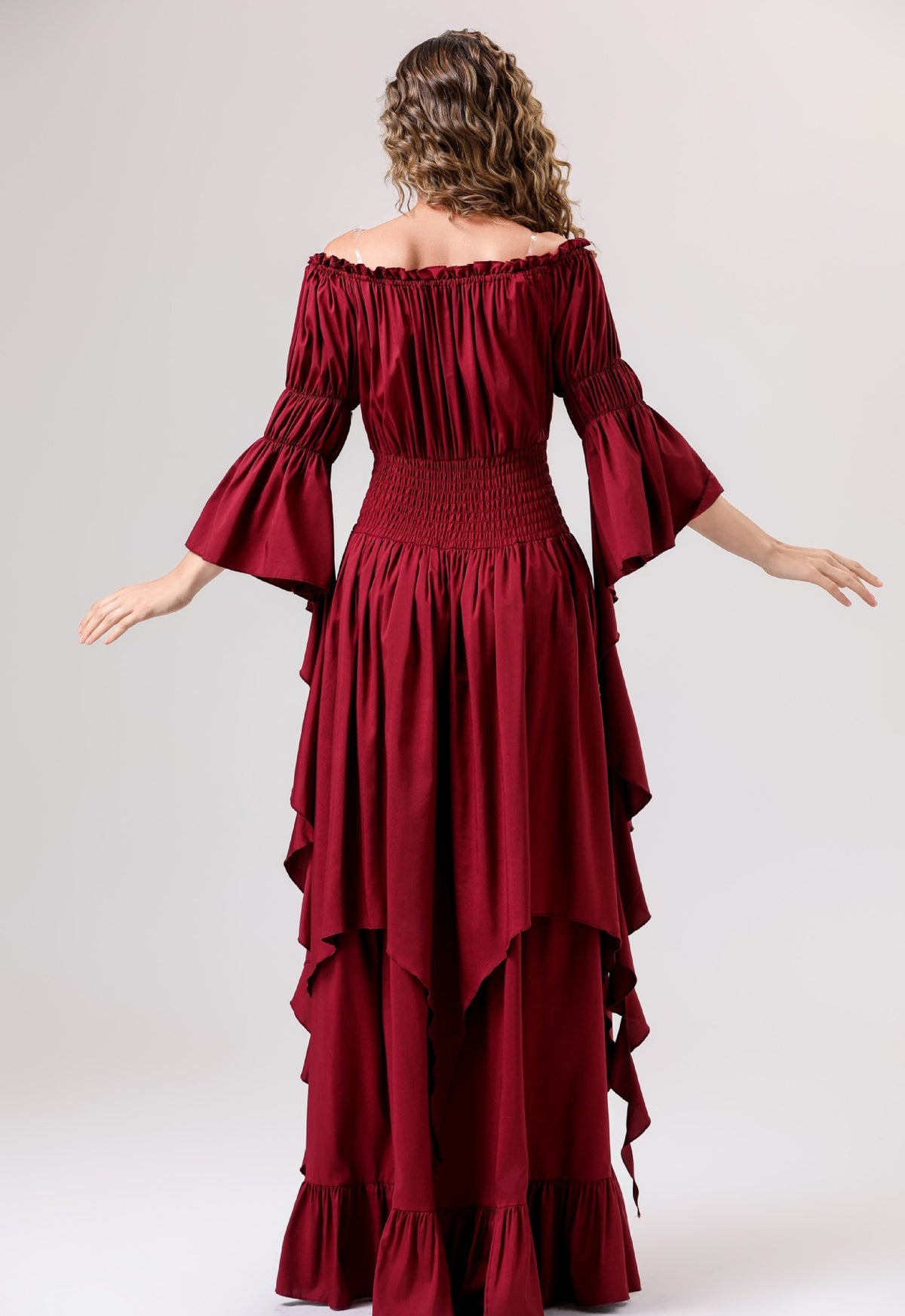 Halloween Medieval Renaissance Retro Dress European and American Square Collar Bundle Waist Dress Stage Performance Costume