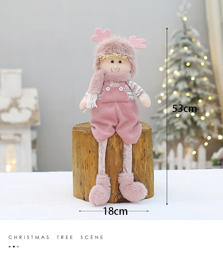 Cross Border Christmas Decorations Pink Antlers Doll Fabric Boys and Girls Doll Standing Doll Desktop Ornaments