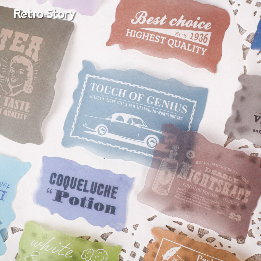 Retrostory Clear and Turbid Series Sulfuric Acid Creative Landscaping Decorative Sticker Material Pack Base Collage Journal Stickers