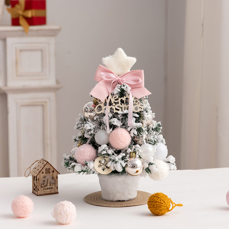 Christmas tree new desktop christmas tree pvc with lights christmas tree mini diy christmas decoration flocking
