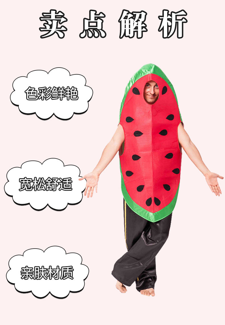 Source Factory Halloween Stage Performance Fruit Playing Suit New Adult Big Red Watermelon Dance Suit