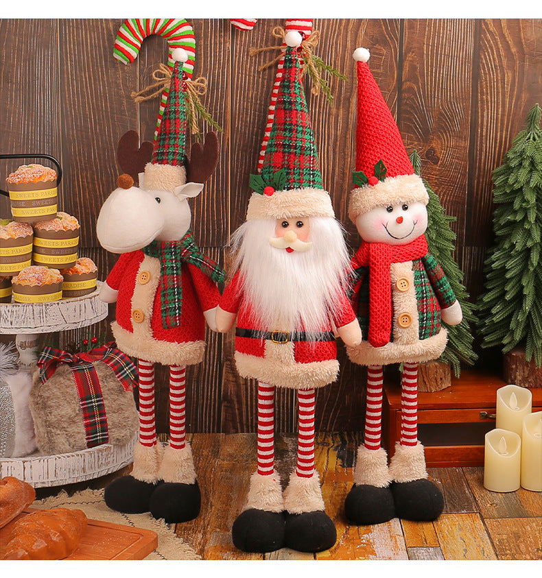 A variety of Christmas standing telescopic doll hotel window Christmas snowman elk doll decorative ornaments