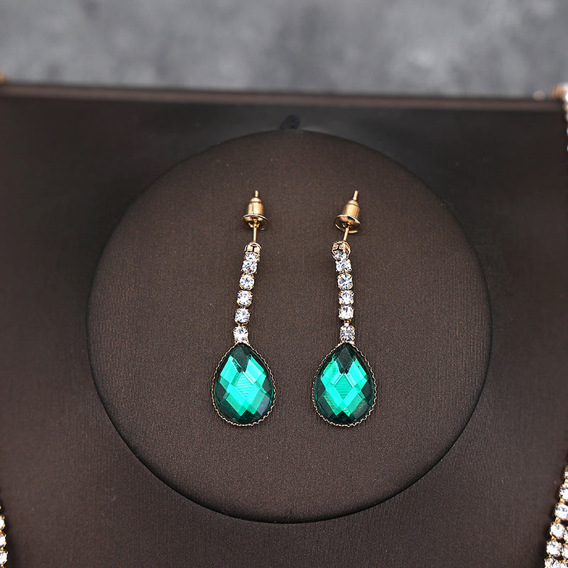 Korean Bride Necklace Earrings Two-piece Decorations Wedding Yarn Wedding Jewelry Wedding Accessories Dance Studio
